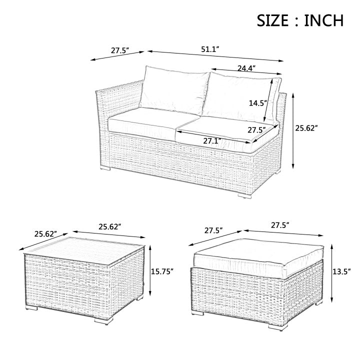 Patio Furniture, Outdoor Furniture, Seasonal PE Wicker Furniture, 4